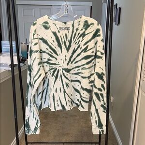 Green and White Tie-Dye Long Sleeve Shirt University of Oregon